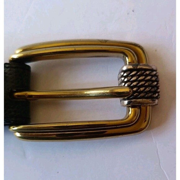 Brighton Classics Black Snake Print Leather Belt Gold Silver Buckle Medium 30